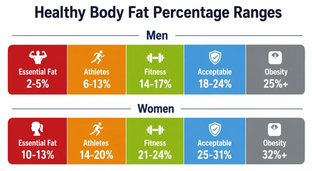 body fat ranges for men and women