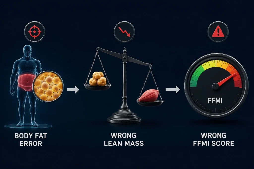 Body fat error leading to wrong lean mass and incorrect FFMI score
